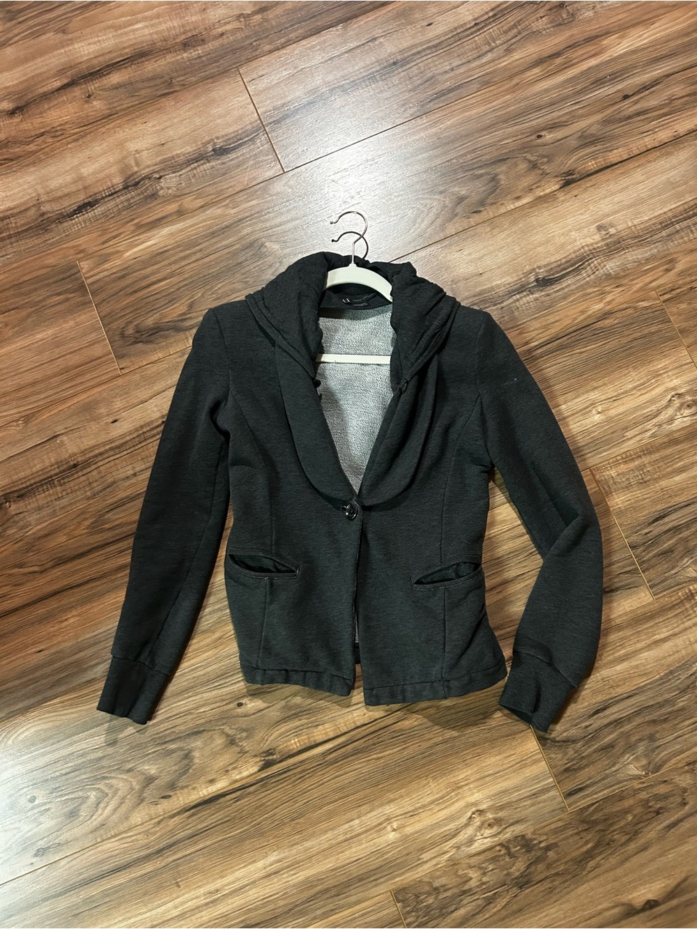 Armani Exchange charcoal gray hooded jacket